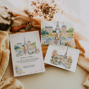 A Taste of Paris Watercolor French Café Brunch Invitation