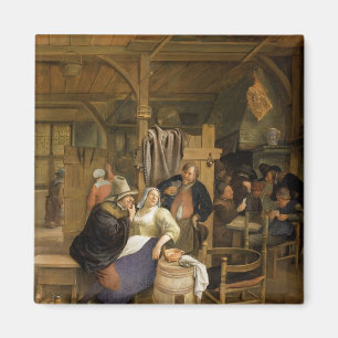 A Tavern Interior with Card Players Magnet