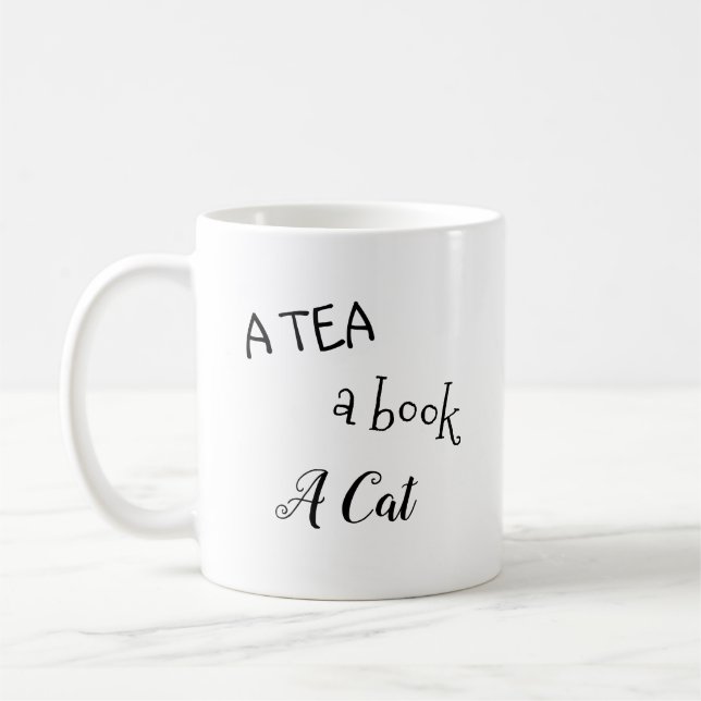 "A tea, a book, a cat" Mug (Left)