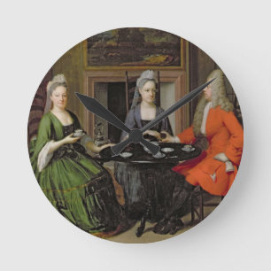 A Tea Party (oil on canvas) Round Clock
