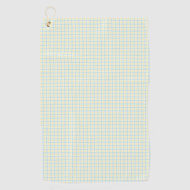 A tea towel with a grid pattern in light blue  (Front)