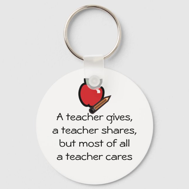 A teacher cares keychain (Front)