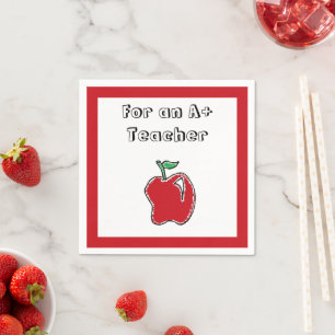 A+ Teacher Red Apple Cool School Cartoon Napkins
