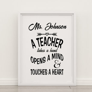 A teacher takes a hand, opens a mind poster