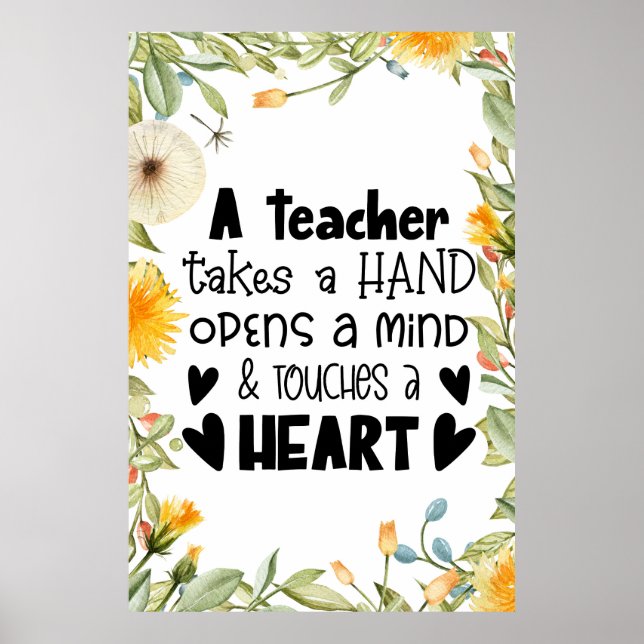 A teacher takes a hand poster (Front)