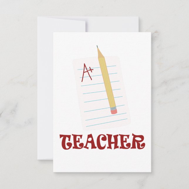 A+ Teacher Thank You Card (Front)