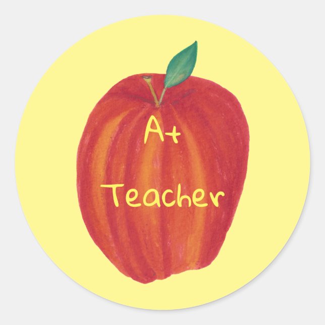 A+ Teacher Watercolor Apple Stickers (Front)
