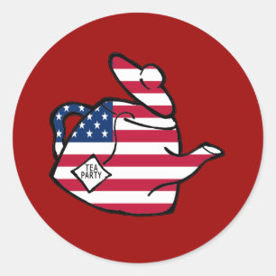 A Teapot in American Flag Colors Classic Round Sticker