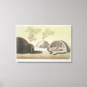 A Temazcalli Ceremony (colour engraving) Canvas Print