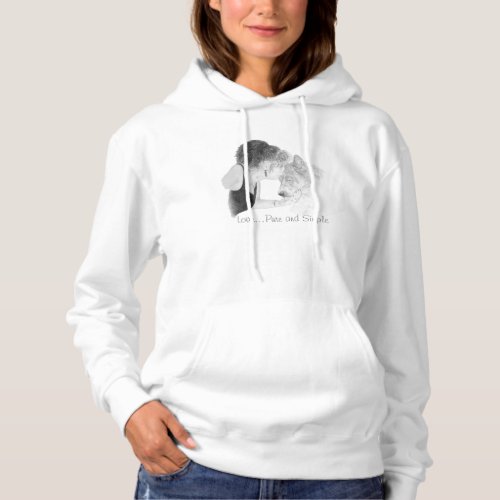 A tender loving drawing of girl kissing akita dog hoodie