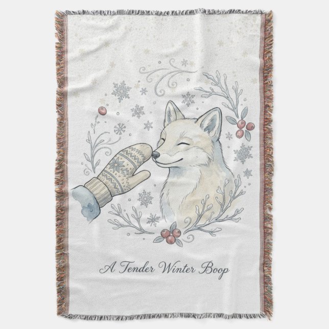A Tender Winter Boop Throw Blanket (Front Vertical)