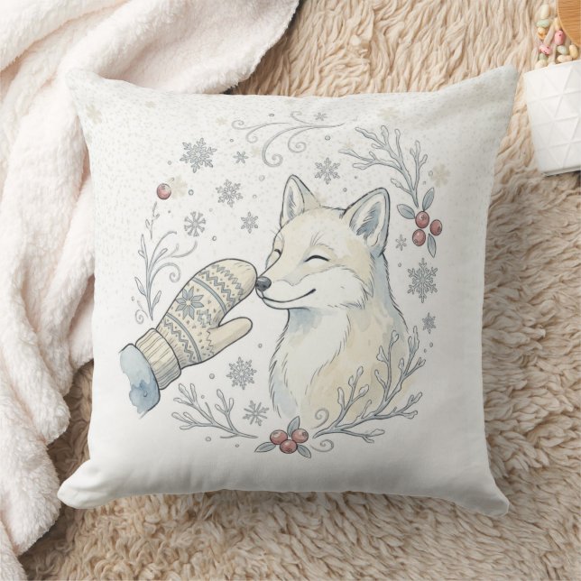 A Tender Winter Boop Throw Pillow (Blanket)