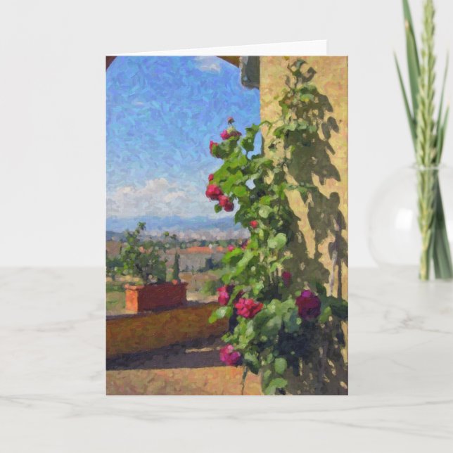 "A Terrace, Tuscany" Greeting Cards (Front)