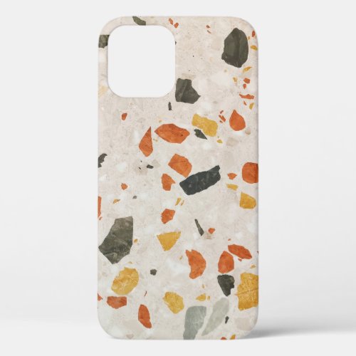 A terrazzo color red and green and yellow in concr iPhone 12 case