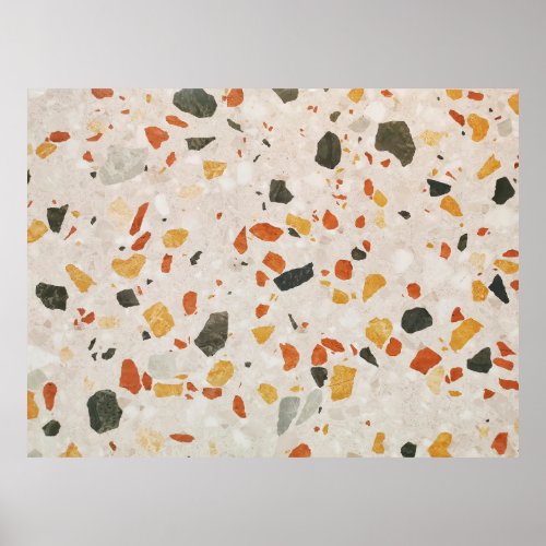 A terrazzo color red and green and yellow in concr poster