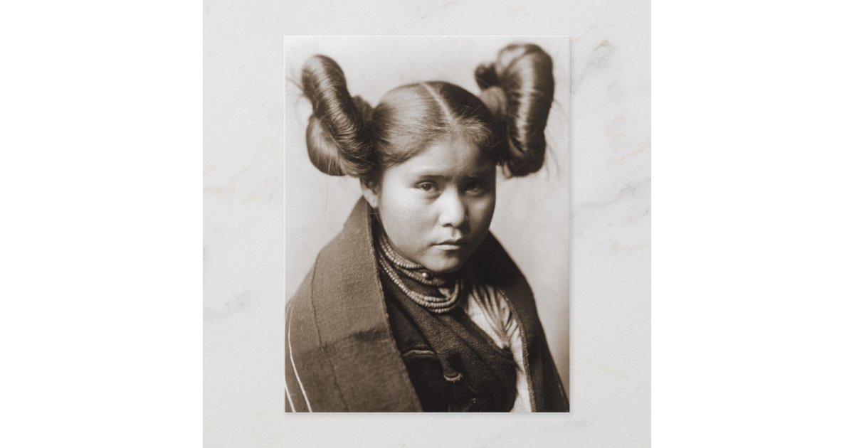 A Tewa Indian girl with fancy hairstyle Postcard | Zazzle
