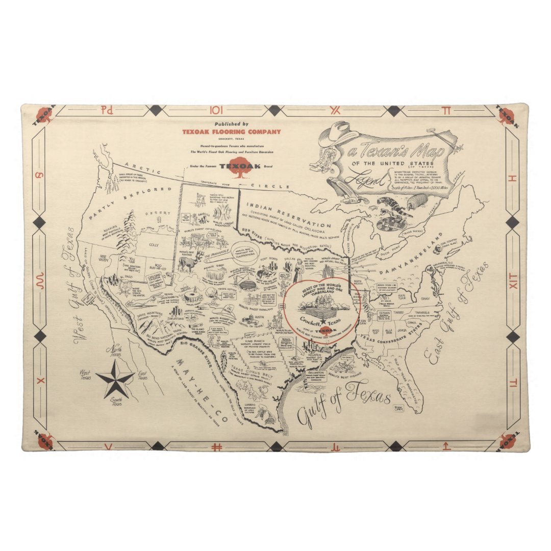 A Texan 39 s Map of the United States - A Texans Map Of The United States Of Texas Cloth Placemat R7a6356f6f9214ed09c476958cc31c790 2cfku 8byvr 1080 