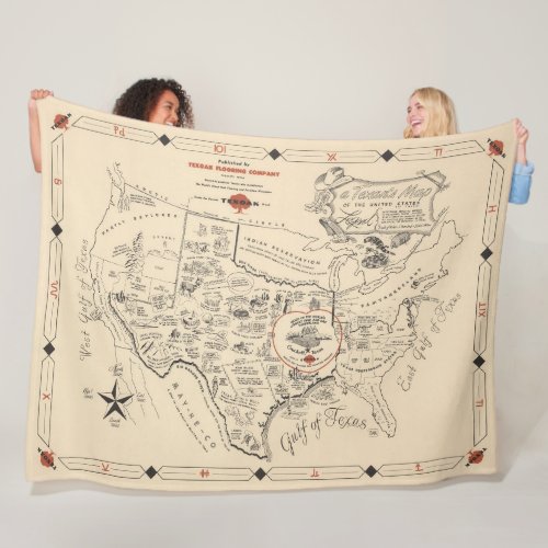 A Texans Map of the United States of Texas Fleece Blanket