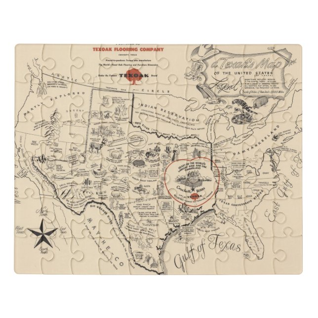 A Texan's Map of the United States (of Texas) Jigsaw Puzzle (Puzzle Horizontal)