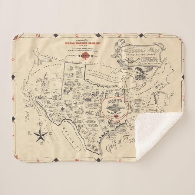 A Texan's Map of the United States (of Texas) Sherpa Blanket (Front (Horizontal))