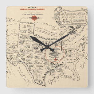 A Texan's Map of the United States (of Texas) Square Wall Clock