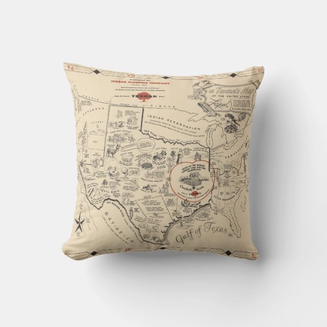 A Texan's Map of the United States (of Texas) Throw Pillow (Front)