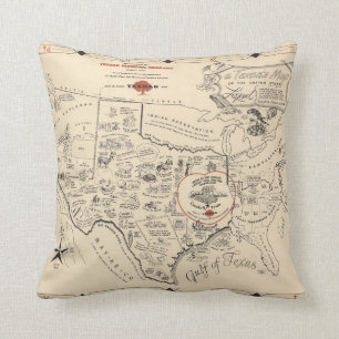 A Texan's Map of the United States (of Texas) Throw Pillow