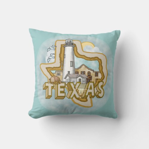 A Texas Lighthouse Throw Pillow