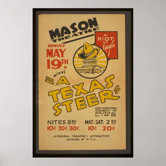 "A Texas Steer" At The Mason Theater Poster (Front)