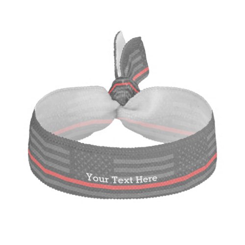 A Text on a Thin Red Line Custom Grey US Flag Ribbon Hair Tie