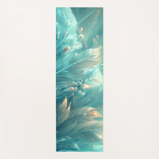 A texture of turquoise feathers yoga mat