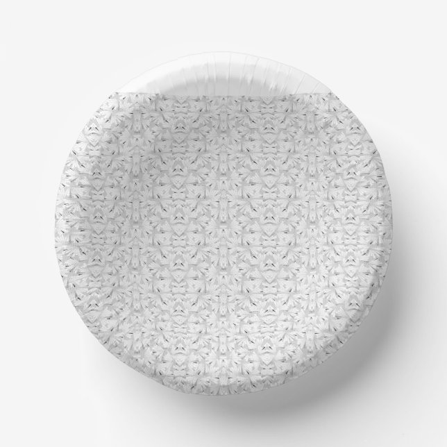 A textured pattern featuring white and gray hues,  paper bowls (Front)