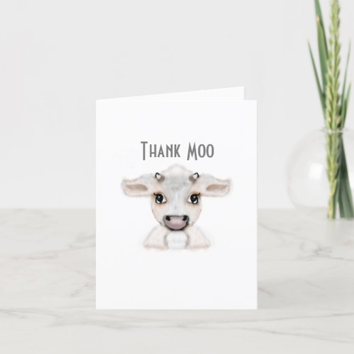A Thank Moo Card  Cow Thank You Card Cute Cow