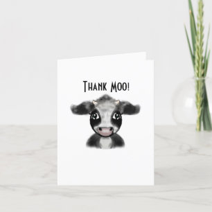 A Thank Moo Card Cow Thank You Card Cute Cow