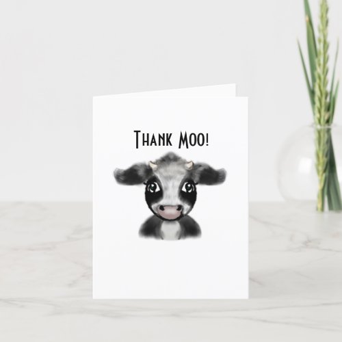 A Thank Moo Card  Cow Thank You Card Cute Cow
