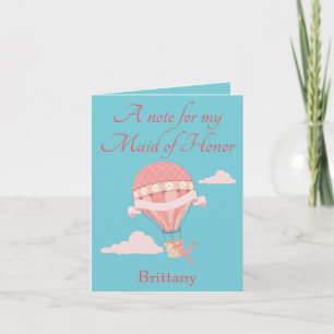 A thank you for maid of honor hot air balloon card