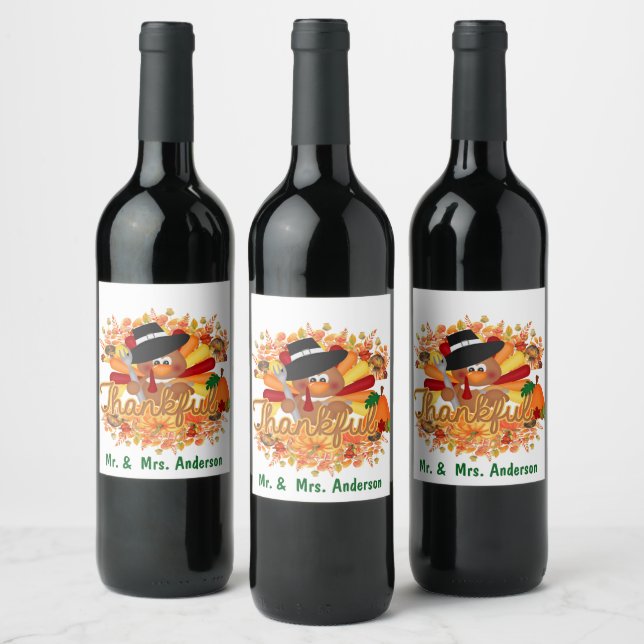 A Thankful Thanksgiving Wine Label (Bottles)