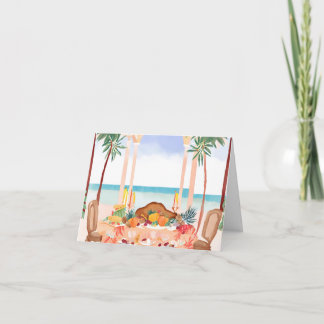 A Thanksgiving Feast in a Tropical Setting Letterpress Thank You Card