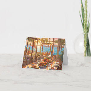A Thanksgiving Feast in a Tropical Setting Thank You Card