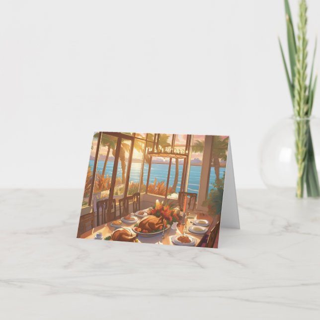A Thanksgiving Feast in a Tropical Setting  Thank You Card (Front)