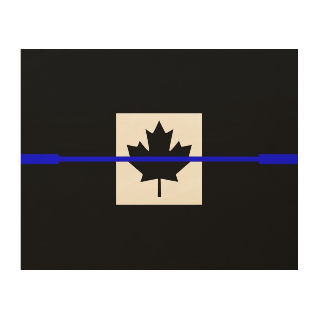 A Thin Blue Line Canadian Flag Wood Wall Art (Front)