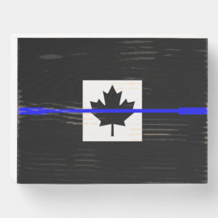 A Thin Blue Line Canadian Flag Wooden Box Sign
