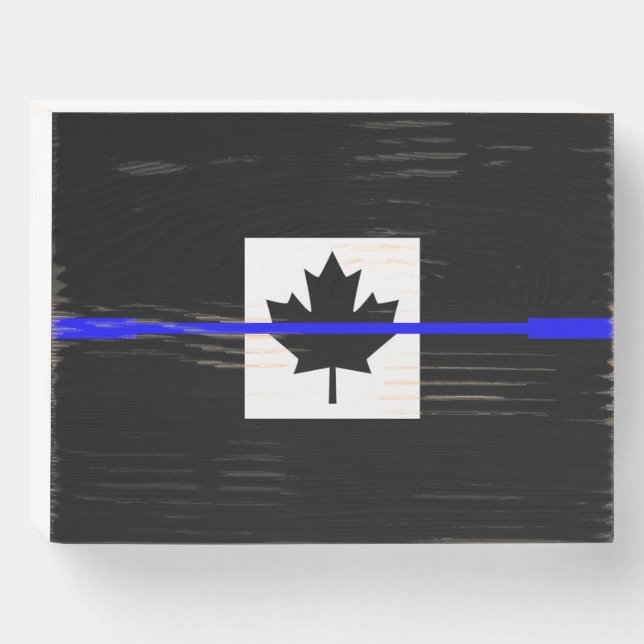 A Thin Blue Line Canadian Flag Wooden Box Sign (Front Horizontal)