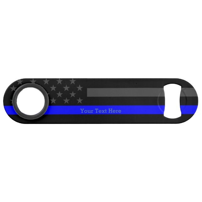 A Thin Blue Line US Flag Personalized Display Bar Key (Front (Horizontal))