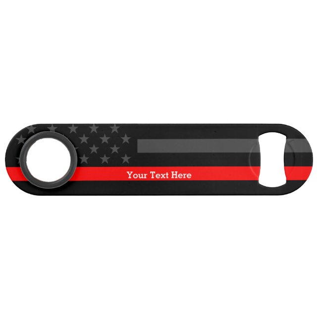 A Thin Red Line US Flag Personalized Display Speed Bottle Opener (Front (Horizontal))