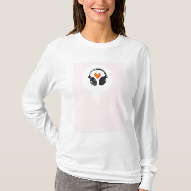 A thought bubble with a heart and headphones T-Shirt (Front)