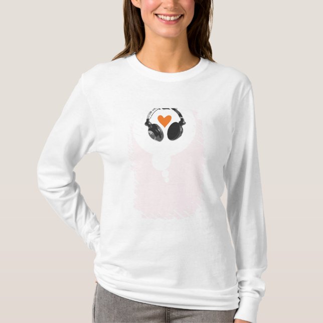 A thought bubble with a heart and headphones T-Shirt (Front)
