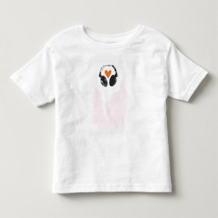 A thought bubble with a heart and headphones toddler t-shirt