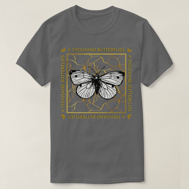 A Thousand Butterflies Gold Kintsugi T-Shirt (Design Front)