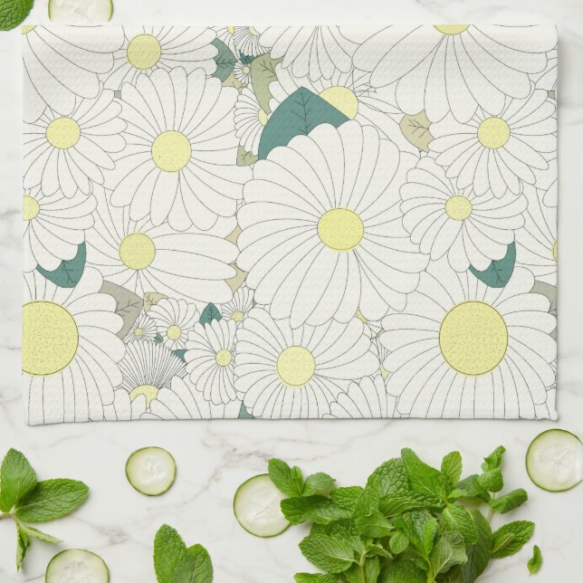 A Thousand Yellow Daisies Kitchen Towel (Folded)